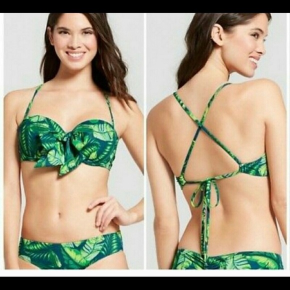 Shade & shore palm leaf green bikini top 34D - Picture 1 of 11